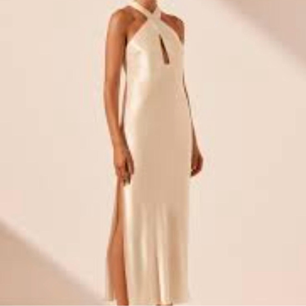 Shona Joy Cream Backless Dress